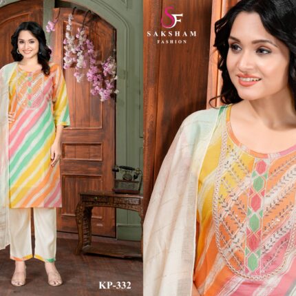 KP 332 Premium Chanderi| 3 Piece Suit ₹795 (Set)